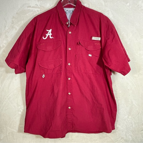 Columbia Other - Columbia Men's Short Sleeve Alabama Button-Front Outdoor ShirtSize L Roll Tide